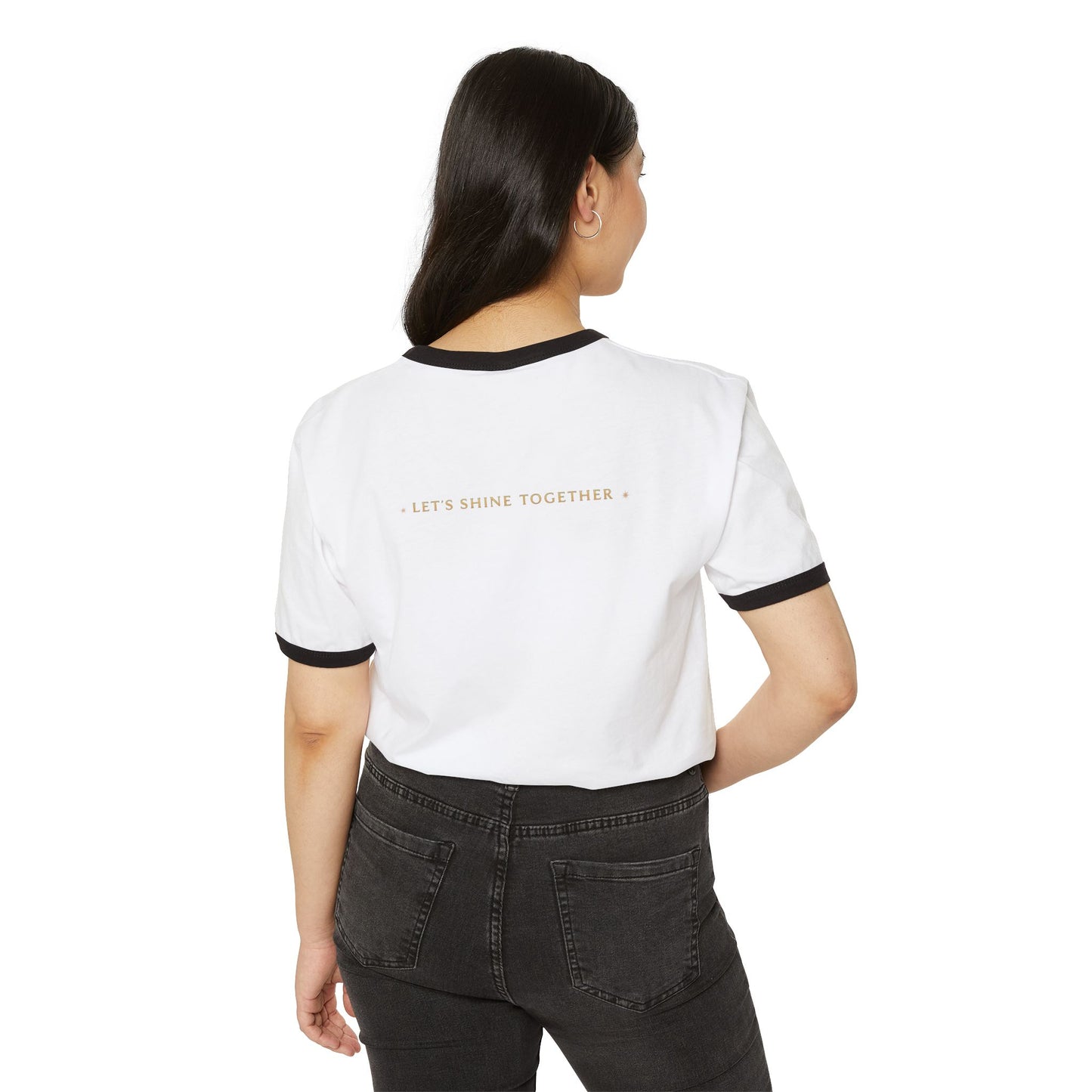 NUFANCY Ringer T-Shirt — 'Let's Shine Together' Minimal Star Graphic